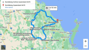 Bundaberg road trip map